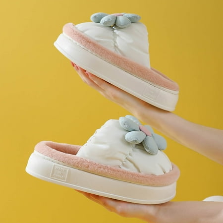 

Cathalem Women Slippers Size 10 Couple Women s Winter Indoor Home Thick Bottom Waterproof And Warm Non Slip Cotton Slippers Shoes White 8.5