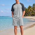 thumbnail image 2 of Sentmoon Mens Short Sets Shirts for Men and Shorts Athletic Set Short Sleeve Color Block Tee and Pocket Shorts Drawstring Elastic Waist Breathable Casual Gym Running Travel Wear M-5XL, 2 of 9