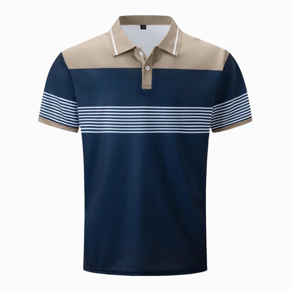 NOLDARES Mens Ribbed Knit Polo Shirt Classic Collared Short Sleeve Golf Summer Casual Vacation Shirts(Khaki,M)