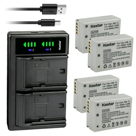 Kastar 4-Pack Battery and LTD2 USB Charger Replacement for Canon NB-7L NB7L NB-7LH NB7LH Battery canon CB-2LZ CB-2LZE Charger Canon PowerShot G12 PowerShot SX30 IS PowerShot SX30IS Cameras