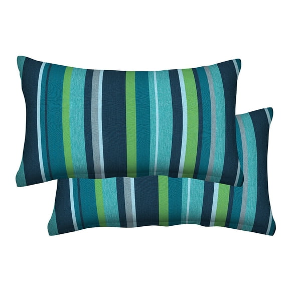 Honeycomb Outdoor Lumbar Toss Pillow Set 20"" W x 12"" L Stripe Poolside Outdoor Pillows