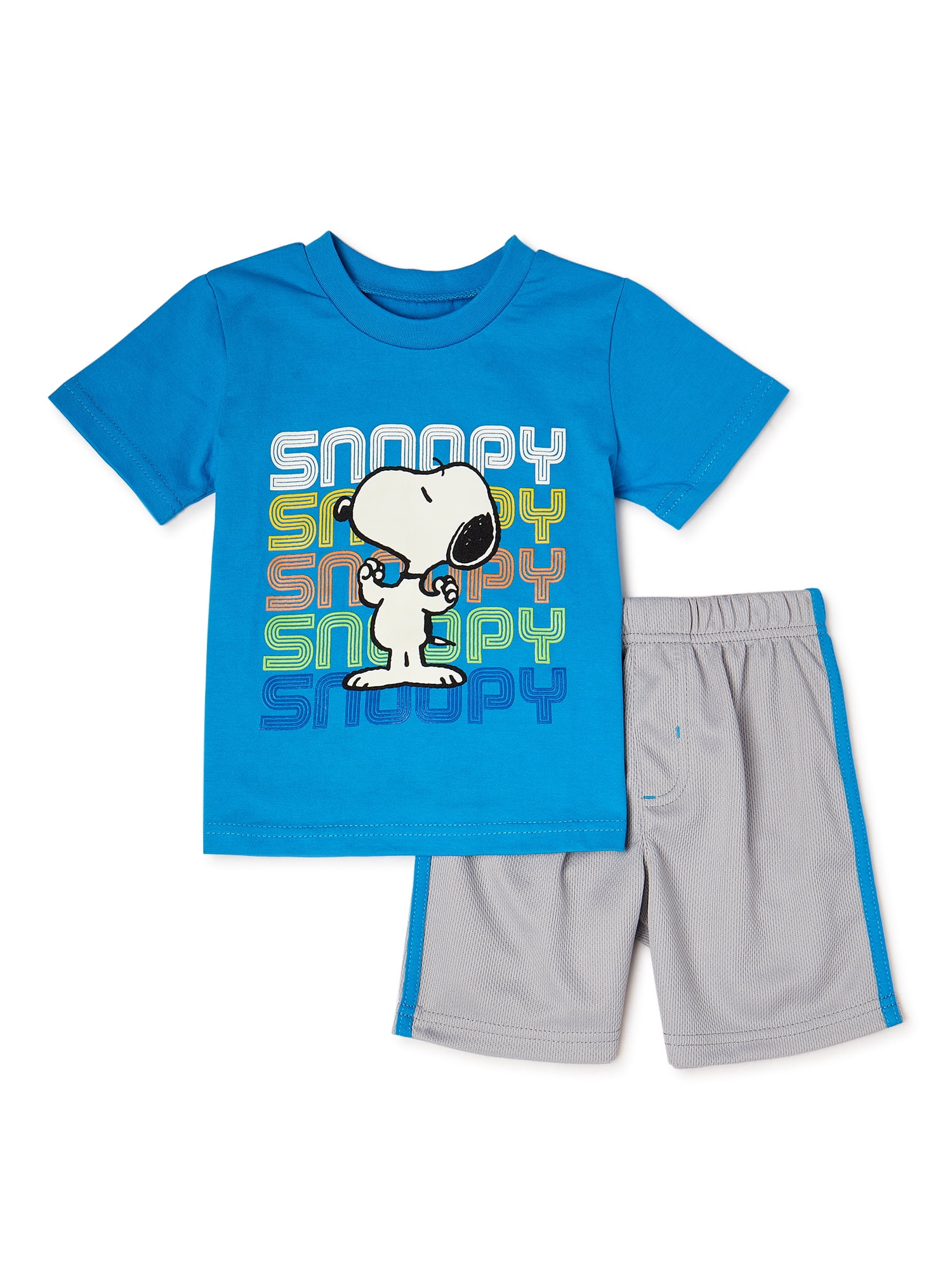 Snoopy Baby Boy & Toddler Boy TShirt & Shorts Outfit Set, 2Piece, 12M