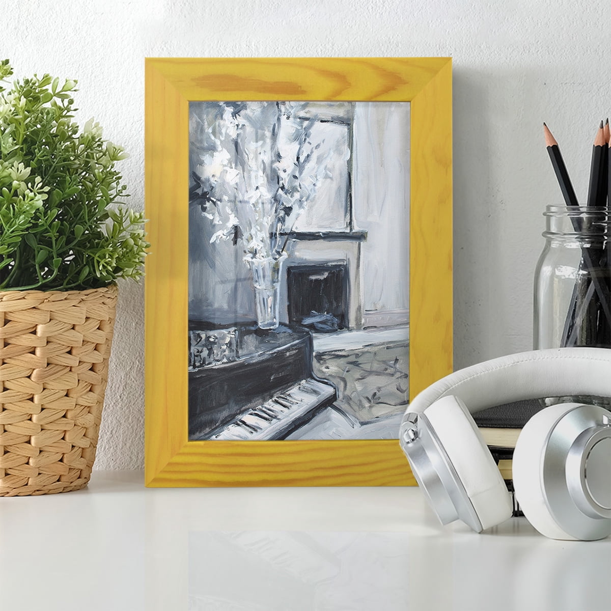 Piano Blues III - Framed Print w/glass - Sunflower Yellow