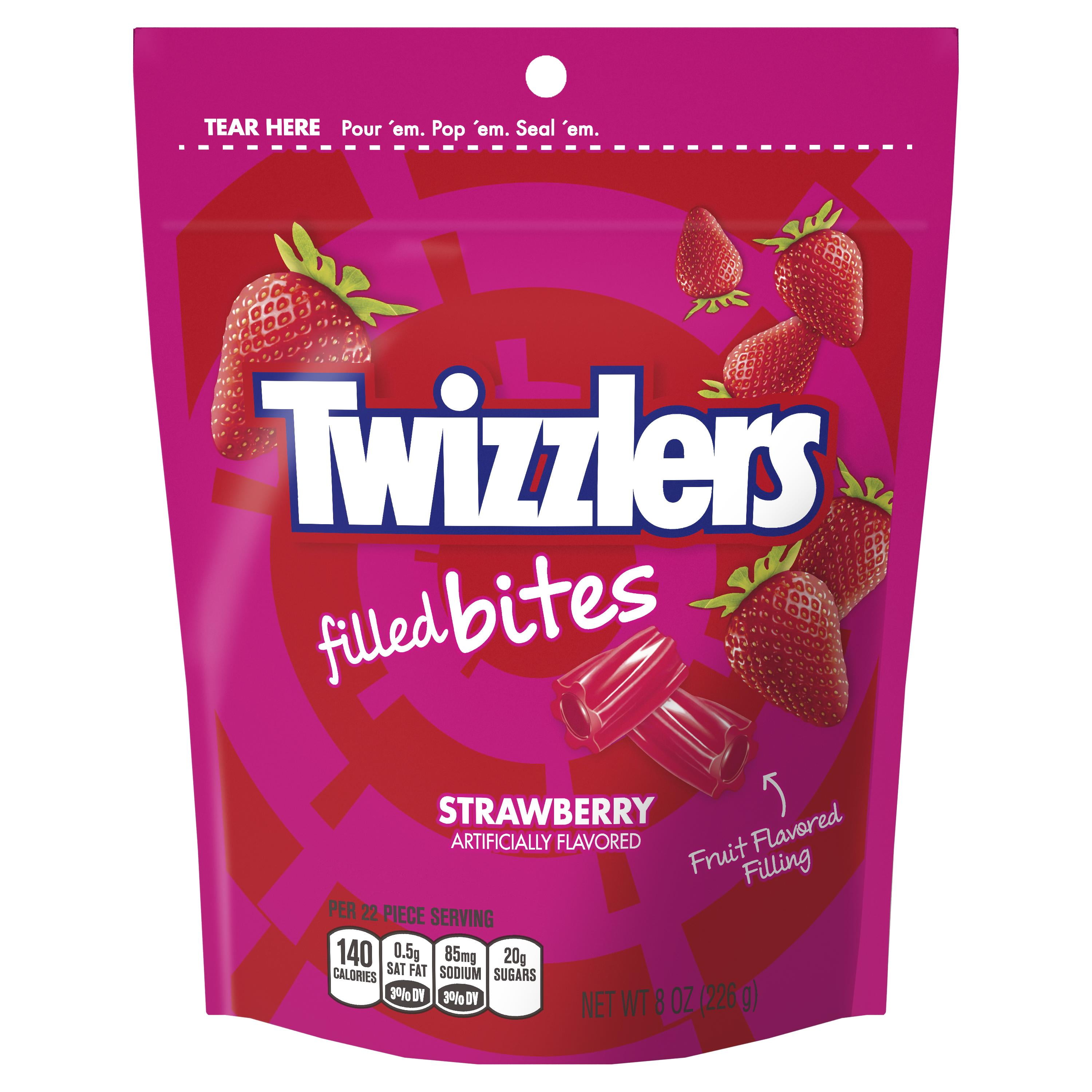 Twizzlers, Filled Bites Strawberry Flavor Chewy Candy, 8 Oz. 