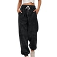 thumbnail image 2 of MAIHAN-Womens Joggers with Pockets Casual Loose Striped Drawstring Elastic High Waist Pants Athletic Straight Leg Sweatpants Lounge Travel Joggers Fall Fashion Must Haves(Black,M), 2 of 6