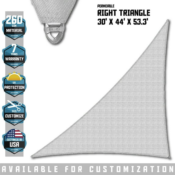 TANG Sunshades Depot A Ring Design Steel Cable Wire Reinforcement 16'x36'x39.4' Right Triangle Sun Shade Sails Beige Heavy Duty Permeable 260GSM UV Block Patio Garden Deck Dock Outdoor Facility