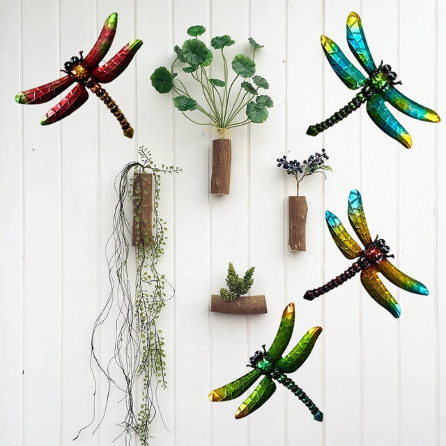 Suministros de muebles de hierro de libélula para colgar en la pared, decoraciones coloridas, colgante de hierro de libélula