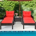 thumbnail image 4 of Gymax 5PCS Patio Set Sectional Rattan Wicker Furniture Set w/ Red Cushion, 4 of 10