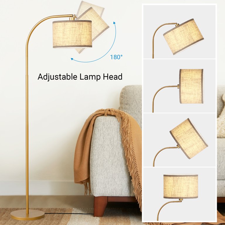 Arc Floor Lamp with Remote Control, Boho Rattan Floor Lamps, Dimmable  Farmhouse