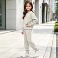 thumbnail image 5 of Hvogkswy Boys Girls Sweatsuit Solid Kids Sweat Suits Long Sleeve Crewneck Pullover Sweatshirt & Jogging Pant Fall Fashion Tracksuits, 5 of 9