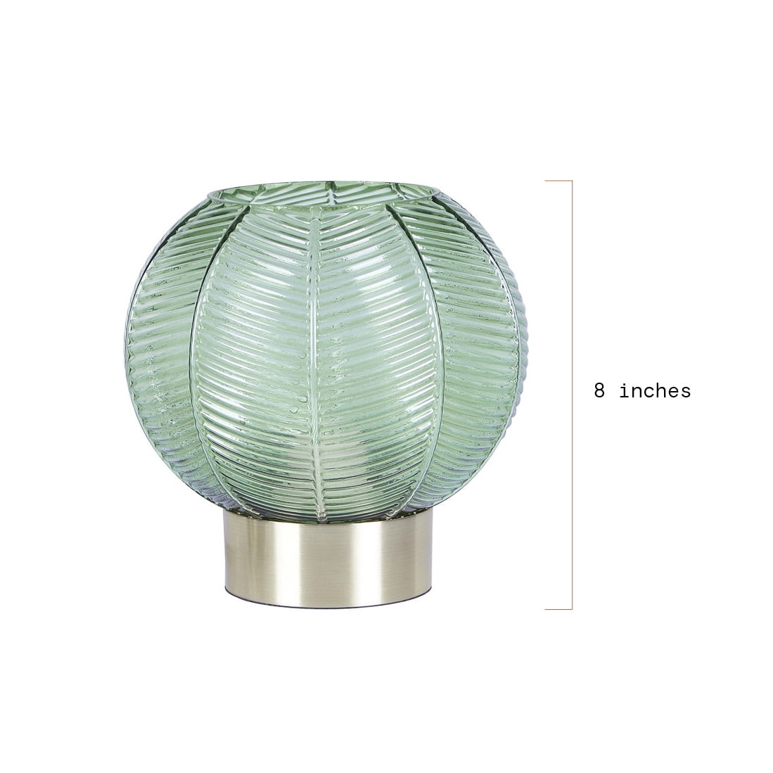 Beautiful by Drew Barrymore 8” Sleek Gold Table Lamp with Ribbed Glass Shade