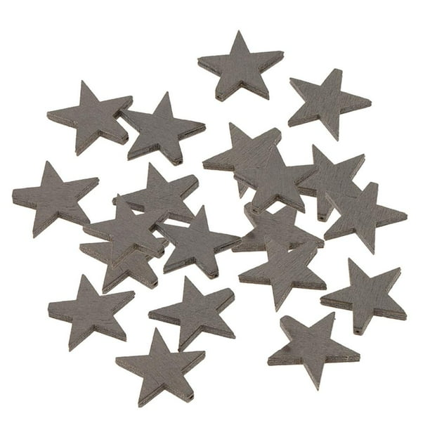 20 piezas de mini cuentas sueltas de estrellas de madera de colores para manualidades DIY gris