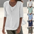 thumbnail image 6 of Dxzfnsa Blouses for Women Dressy Casual 3/4 Length Sleeve Womens Tops Round Neck Casual Summer Tunic Tops Basic Tees Blouses Dressy T-Shirts Pleated Shirts S-5XL, 6 of 6