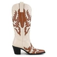 thumbnail image 6 of Ferwind Women's Cowboy Boots Western Knee-High Stiches and Pull-on Adult Burgundy/Ivory 10, 6 of 7