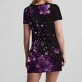 thumbnail image 5 of Uaswgudfs Women's Short Sleeve V-Neck Midi Dress​ - Summer Casual Floral Texture & Relaxed Fit, Smooth Fabric with Functional Pockets Purple M, 5 of 7