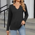 thumbnail image 3 of Lixiuxyad Women Fashion Casual T Shirt Solid Color Long Sleeve V Neck Top Blouse Trendy Casual,Black L, 3 of 7