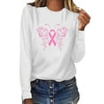 thumbnail image 1 of Jsaierl Womens Pink Ribbon Graphic Shirts Breast Cancer Awareness Tops 2024 Fall Long Sleeve Crewneck Pullover Fight Cancer Blouses, 1 of 3