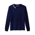 thumbnail image 3 of Daxton Premium New York Men Long Sleeves T Shirt Ultra Soft Medium Weight Cotton, 2Pk Navy White HGray Navy Large, 3 of 6