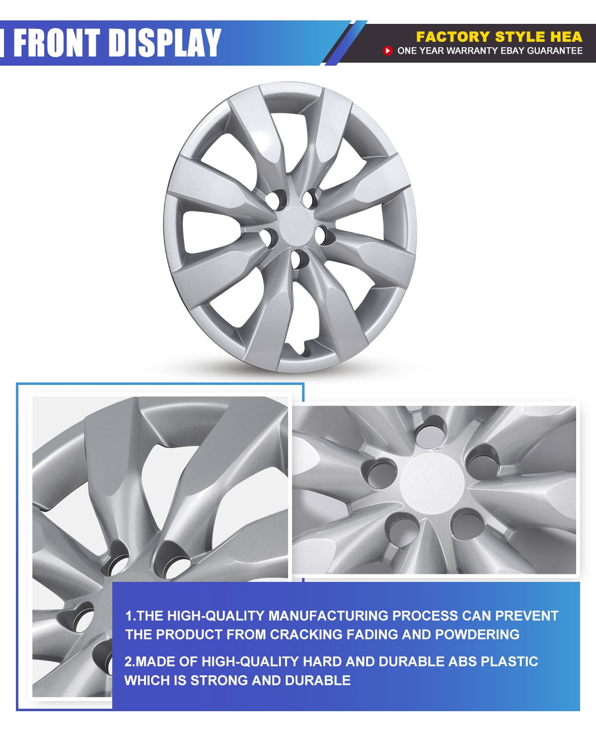 4 Pack 16 inch Wheel Cover Hubcap for 2014 2015 2016 Toyota Corolla,Snap-on Installation,Lacquer