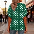 thumbnail image 4 of Staron Women's Casual V-Neck Ruffle Short Sleeve T-Shirt Top Fashion Basic Comfy Loose Blouse, Green L, 4 of 7