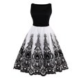 thumbnail image 2 of Vintage 50s Floral Swing Dress Vestido formal sin mangas de cintura alta para mujer Blanco Negro 4XL 外贸 新款 S S 60S 复古 黑白 - 黑白 绣花 -3XL Sunnimix vestido vintage para mujer, 2 of 8