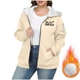 thumbnail image 2 of Sweaters for Women: Large Size Solid Color Zipper Hooded Plus Velvet Thickened Jacket, Drop Shoulder Long Sleeve for Cold Weather, 2 of 5