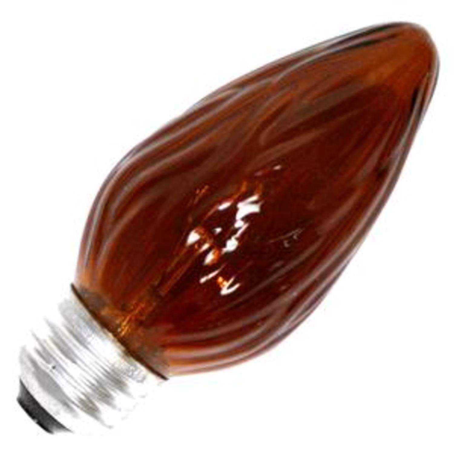 25 Transparent Amber Flame E26 Base Replacement F15 Light Bulbs 40