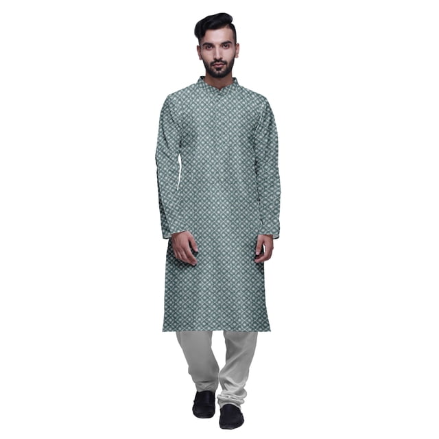 Atasi Kurta Pyjama de Fête pour Hommes, Col Mandarin, Ensemble Ethnique Imprimé Kurta