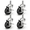 thumbnail image 4 of HOLKIE 3 inch Side Locking Stem Caster Wheels,3/8" -16 x 1-1/2" Threaded Swivel Casters Set of 4 Heavy Duty Casters,Black, 4 of 10