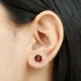 thumbnail image 4 of Rosec Jewels Cushion Shape Garnet Solitaire Stud Earrings with Screw Back for Women - 8 mm, 925 Sterling Silver, 4 of 8
