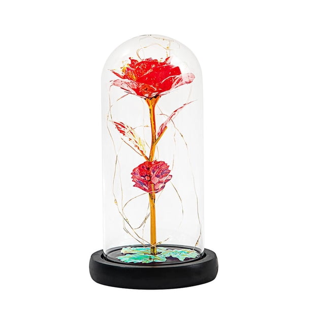 Naiovety Lámpara de flor inmortal de La Bella y La Bestia con cubierta de cristal, lámpara de decoración de flores artificiales, luz nocturna Kits de decoración para fiestas Numero 3 Naiovety HA027699-03