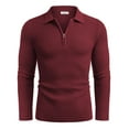 thumbnail image 5 of COOFANDY Men's Quarter Zip Polo Sweater Business Casual Slim Fit Sweater Chrismas, 5 of 9