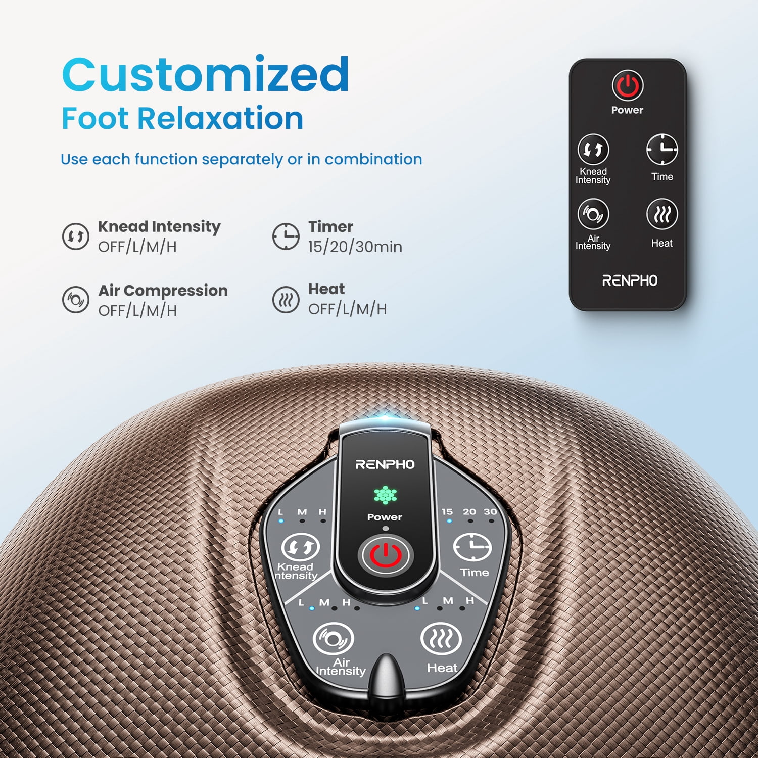 RENPHO Foot Massager Machine with Heat [2026 Upgraded], Shiatsu Foot Massager for Plantar Fasciitis, Gift for Women Men Mom Dad, FSA Eligible HSA Store Eligible, Brown