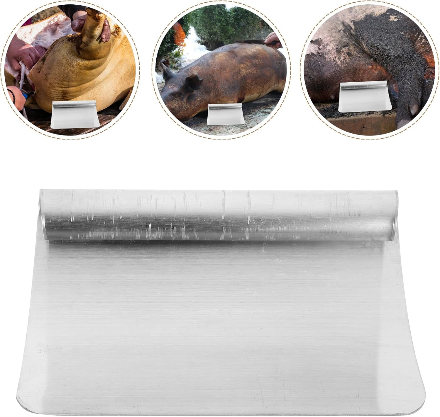 ABPETE 2Pcs Stainless Steel Pig Scraper Tool Pig Hair Removal Knife Manganese Steel Animal Hair Scraper Ergonomic Handle for Farm Butcher Meat Processing
