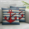 thumbnail image 3 of PIKWEEK  Nautical Anchor Throw Pillow Covers  Navy Blue Stripes with Red Ocean Sea Sailing Coastal Beach Outdoor Decor Waist Cases Pillowslip,, 3 of 5