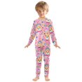 thumbnail image 3 of Dailycode Cotton Pajama Set Snug Fit Long Sleeve Top and Pants for 18M-8Y Cute Bear with Flower and Rainbow, 3 of 7