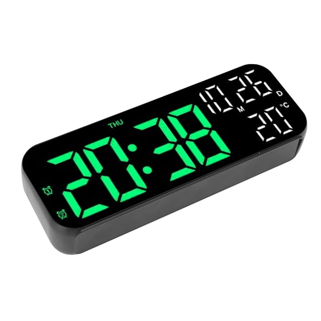 Reloj Digital Pantalla Dual Control De Voz 3 Brillo Ajustable Fecha Pantalla De Temperatura Cuenta Regresiva Reloj Despertador Electrónico LED Para Oficina En Casa