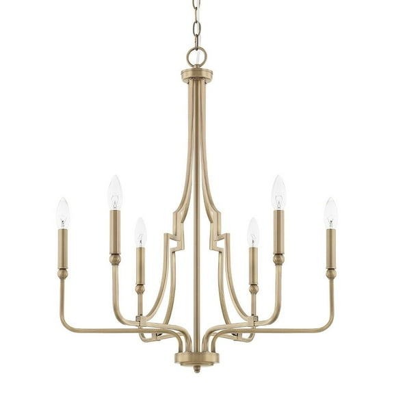 Chandelier 6 Light Aged Brass Steel In Transitional Style 24.75 High By 29.5 Wide     -Traditional Installation Capital Lighting 419361Ad