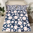thumbnail image 2 of Manfei Baseball Sports Twin Sheet Sets,Ball Game Gaming Twin Fitted Sheet,White Blue Flat Sheet For Boys Teens,Ultra Soft Home Decor,3-Piece, 2 of 7