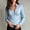 Light Blue, variant on IUYRTFE Women's Slim Fit Collared Button Down Shirt Long Sleeve Stretch Work Blouse