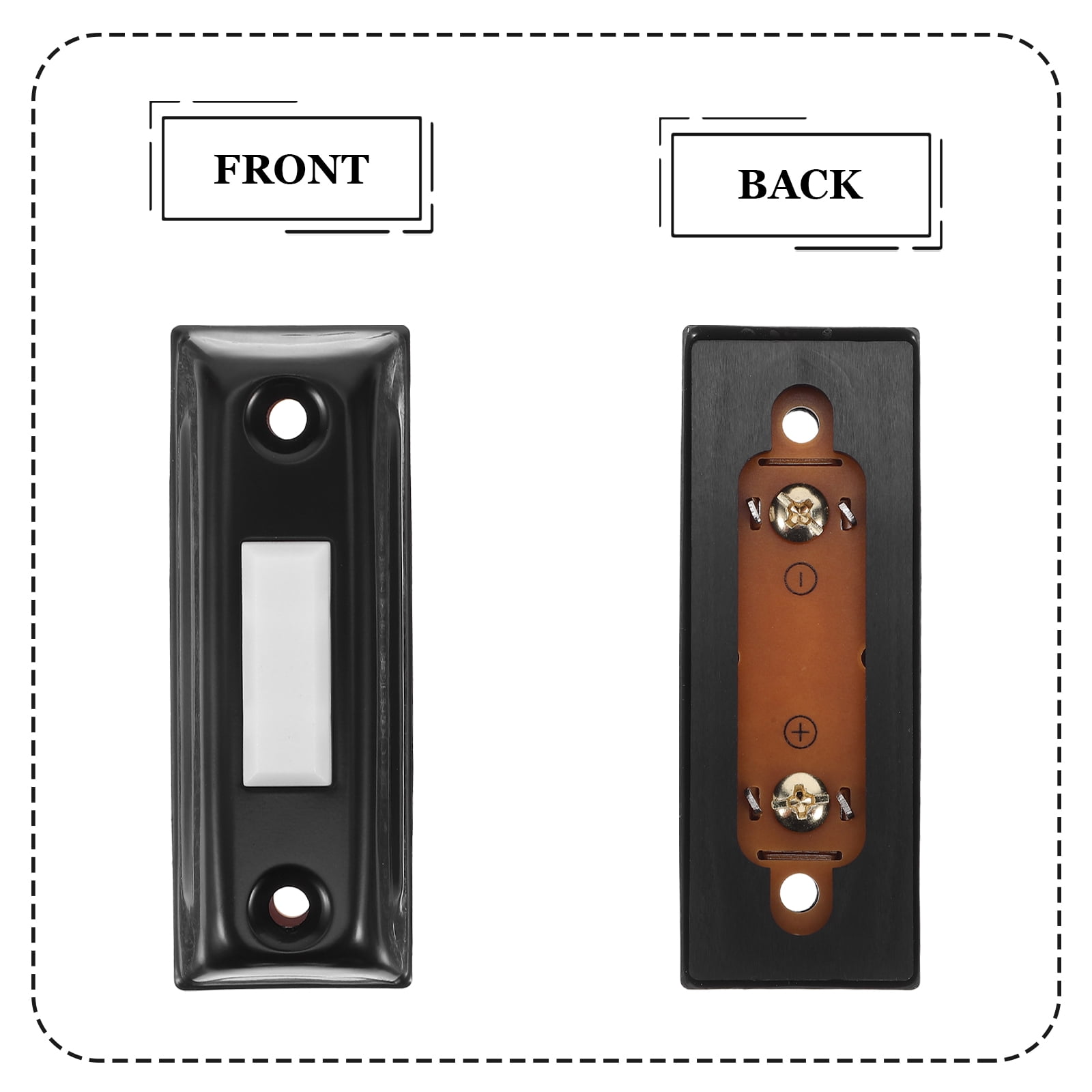 OUNONA Vintage Metal Doorbell Push Button Black Wired Wall Mounted Durable Heavy Duty Doorbell for Home Entrance