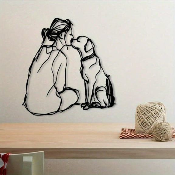 Vintage "Dog Mom" ​​Metal Wall Art Woman and Her This Versatile Piece Effortlessly Complements Your Christmas or Thanksgiving Decor. An Ideal Gift for Dog Lovers, Warmth and Intricate Charm