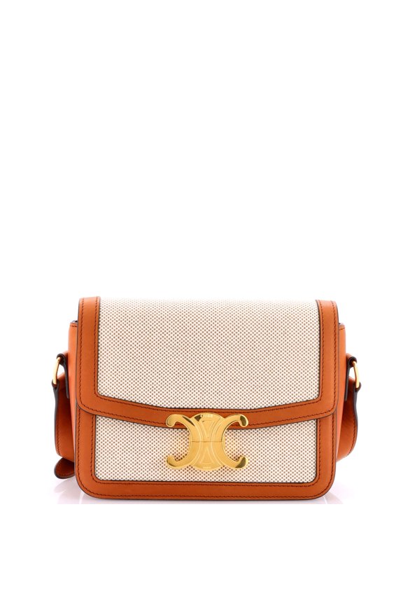 Pre-Owned Triomphe Shoulder Bag Canvas with Leather Teen By Rebag