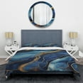 thumbnail image 3 of Designart "Abstract Illusion Blue and Gold Marble V" Abstract Marble Bedding Covert Set - Abstract Blue Modern Bed Set With 2 Shams, 3 of 6