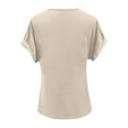 thumbnail image 4 of Women's V Neck Short Sleeve T-Shirt Elegant Solid Color Basic Casual Top For Daily Wear Summer Outfit, 4 of 5