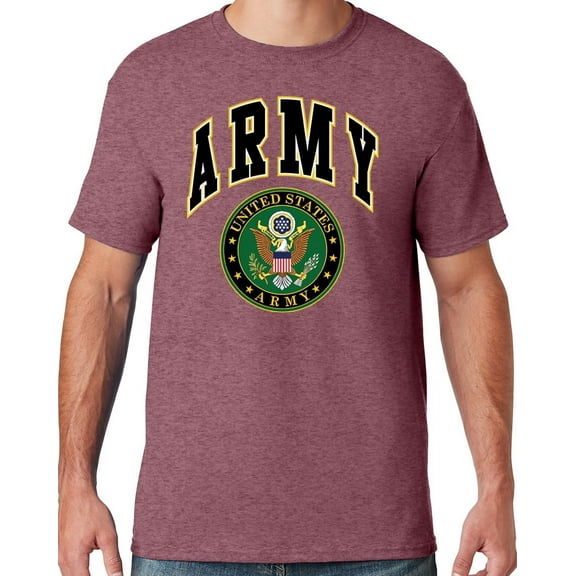 Mens US Army Seal T-shirt, Medium Vintage Heather Maroon