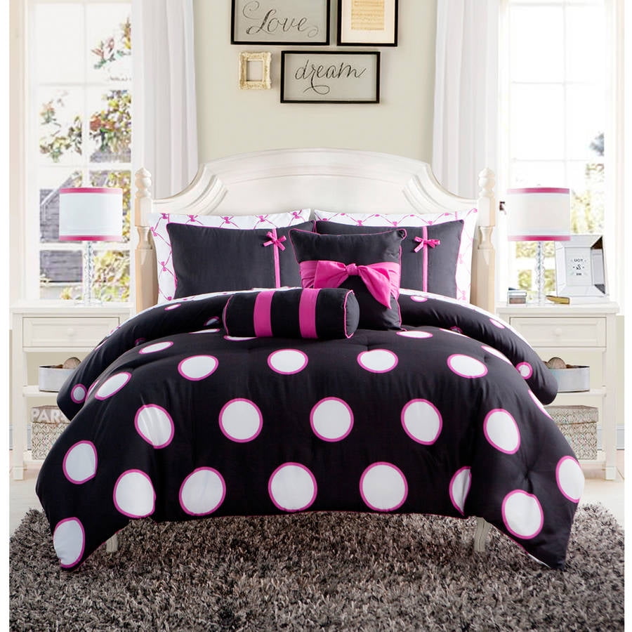 Vcny Home Sophie Polka Dot Bed In A Bag Comforter Set Sheet Set