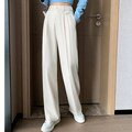 Pantalones de pierna ancha holgados de cintura alta informales para mujer primavera otoño nueva mujer hasta el suelo trajes blancos pantalones largos de mujer Tan Jianjun unisex