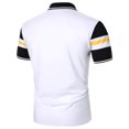 thumbnail image 6 of WREESH Men's Outdoor Splicing Henley Shirts Color Buttons Short Sleeve Turndown Collar Shirt a Striped Printed Top for Men's Active White, 6 of 6