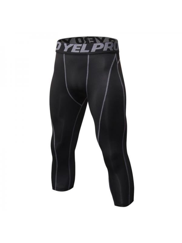 Topumt Men's Compression Capris Gym Sports Tights Running Basketball 3/